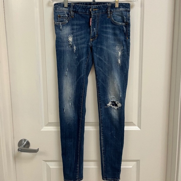 Dsquared2 Distressed Skinny Jeans with Zipper Hem Size 42 (US ~6) Made in Italy